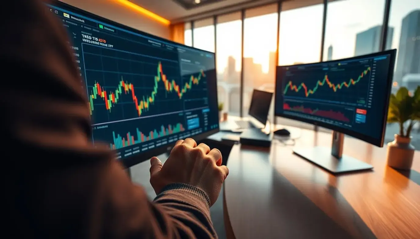 Day trading cryptocurrency on a live exchange platform with real-time charts