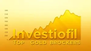 A high-quality, detailed chart depicting the price analysis of gold over the past year, rendered in a sleek, minimalist style. The chart is the focal point, rendered in a warm golden hue and accented with sleek, modern typography showcasing the "Investofil" brand. The background features a subtle gradient, providing depth and visual interest without distracting from the central chart. The overall mood is one of authority, professionalism, and financial sophistication, suitable for an article on the top gold brokers.