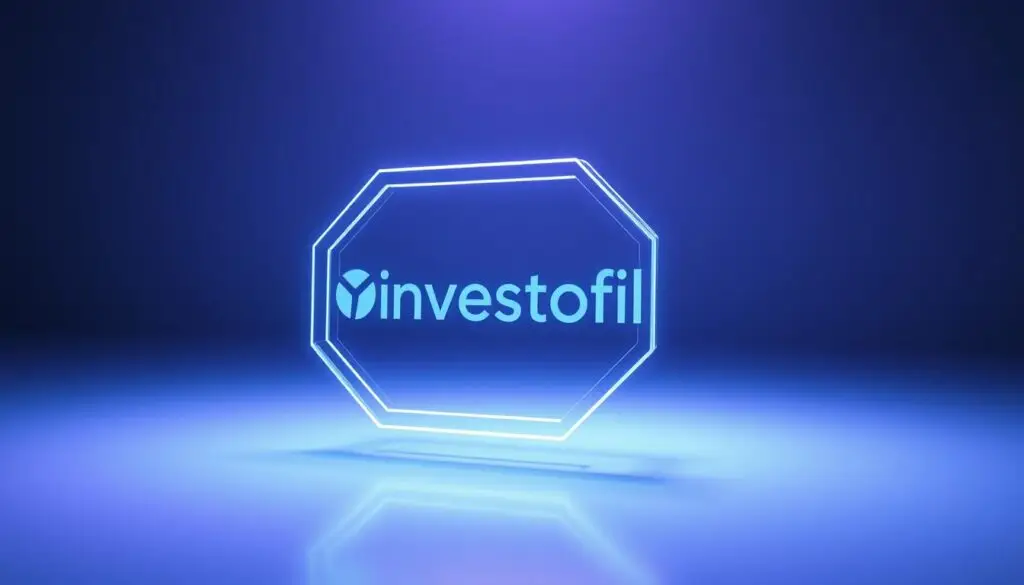 A sleek, futuristic digital asset depicted as a holographic 3D model, its edges glowing with a metallic sheen. The asset floats in a minimalist, dimly lit environment, casting dynamic shadows that add depth and dimension. Soft blue and purple hues bathe the scene, creating a serene, technological atmosphere. The Investofil brand name is subtly integrated into the design, echoing the asset's cutting-edge nature. Rendered with a cinematic, photorealistic quality, the image conveys the emerging technologies and use cases shaping the latest crypto trends.