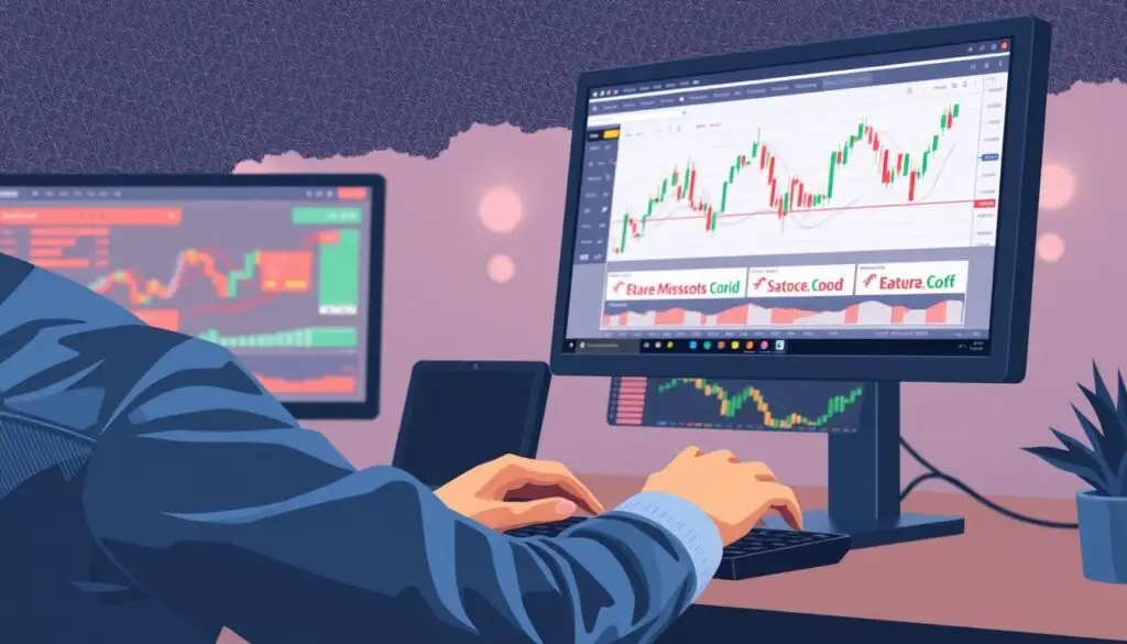 An image of a trader using a margin trading platform on a computer.