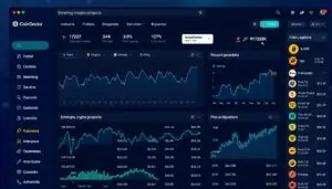 Generate an image of CoinGecko or CoinMarketCap interface showing data on new crypto projects.
