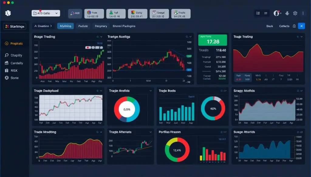 Generate an image of a dashboard displaying a trader's portfolio performance and risk metrics.