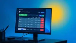 Generate an image of a user-friendly crypto profit calculator interface on a computer screen.