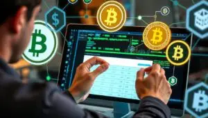 Image of a person setting up a cryptocurrency wallet on their computer