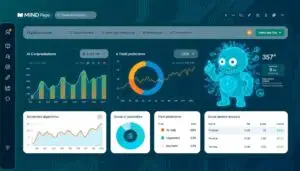 MIND of Pepe platform showing AI integration with cryptocurrency analytics as a top upcoming crypto project with 100x potential